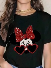 Disney Minnie Mouse Glitter Bow Heart Sunglasses  T-Shirt  Unisex