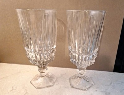 2 Ice Tea Glasses Fostoria Heritage Clear Crystal   7 1/8''