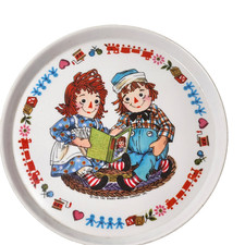 Vintage 1969 Oneida Deluxe Raggedy Ann Andy Melamine Kids Dinner Plate 8.25"