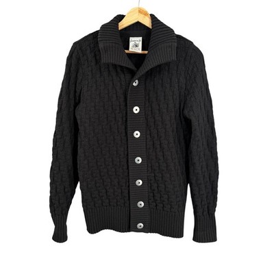 S.N.S. Herning Stark Cardigan Size Small Black Pure New Wool Knitted in Denmark