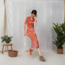 Farm Rio | Antropology | Giannina Knit Midi Dress | Orange | Petite XL NWT