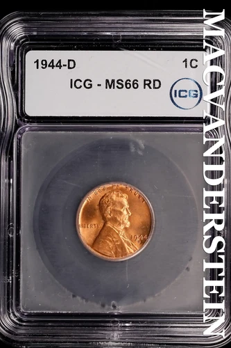 1944-D Lincoln Wheat Cent- ICG-MS66 RD Gem Brilliant Uncirculated #SLM227