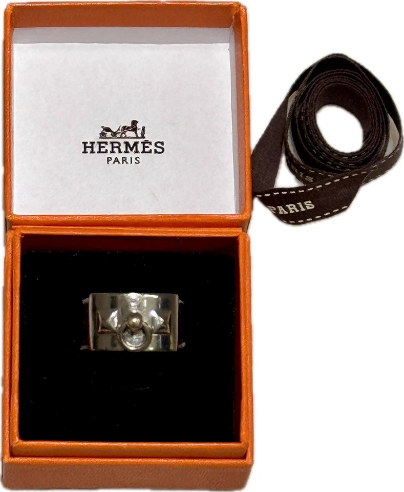 HERMES CDC Collier de Chien Medor 戒指 黑色皮革 带银色 硬件 尺寸 S — 第 2/4 张图片