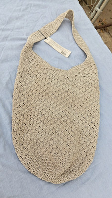 New With Tags Vintage Carlos D'Santi Boho Crochet Handbag Melbourne Taupe