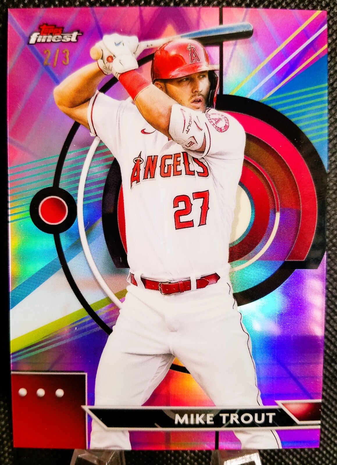 2023 Topps Finest Mike Trout Purple Pink Vapor Refractor #'d 2/3 Rare!