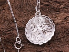 9ct White Gold St Saint Christopher Pendant / Medallion Travel Necklace British