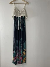Body Flirt Shift Dress Womens Medium Maxi Floral Sleeveless Swing  N232