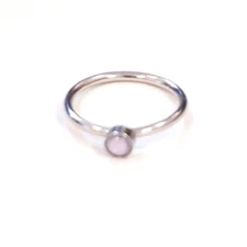 Nose Hoop Split Ring Annealed 20 Gauge 5/16" w/Opal White 1.5mm Gem Steel