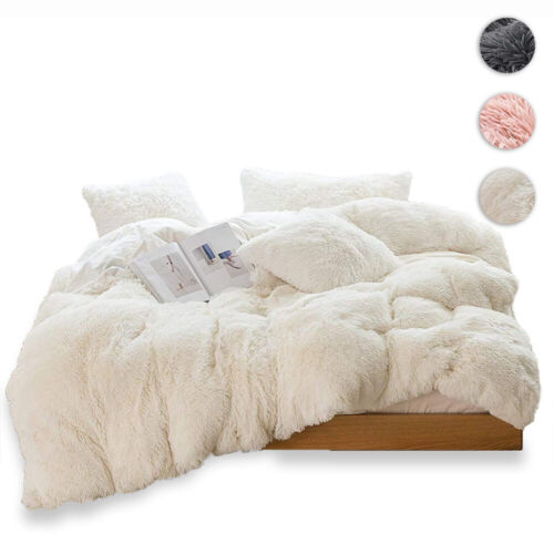 ASHANLAN Plüsch Bettwäsche Set Fleece Bettbezug Fleece weiß/Rosa/Grau/Lila/Buntc - Bild 1 von 15