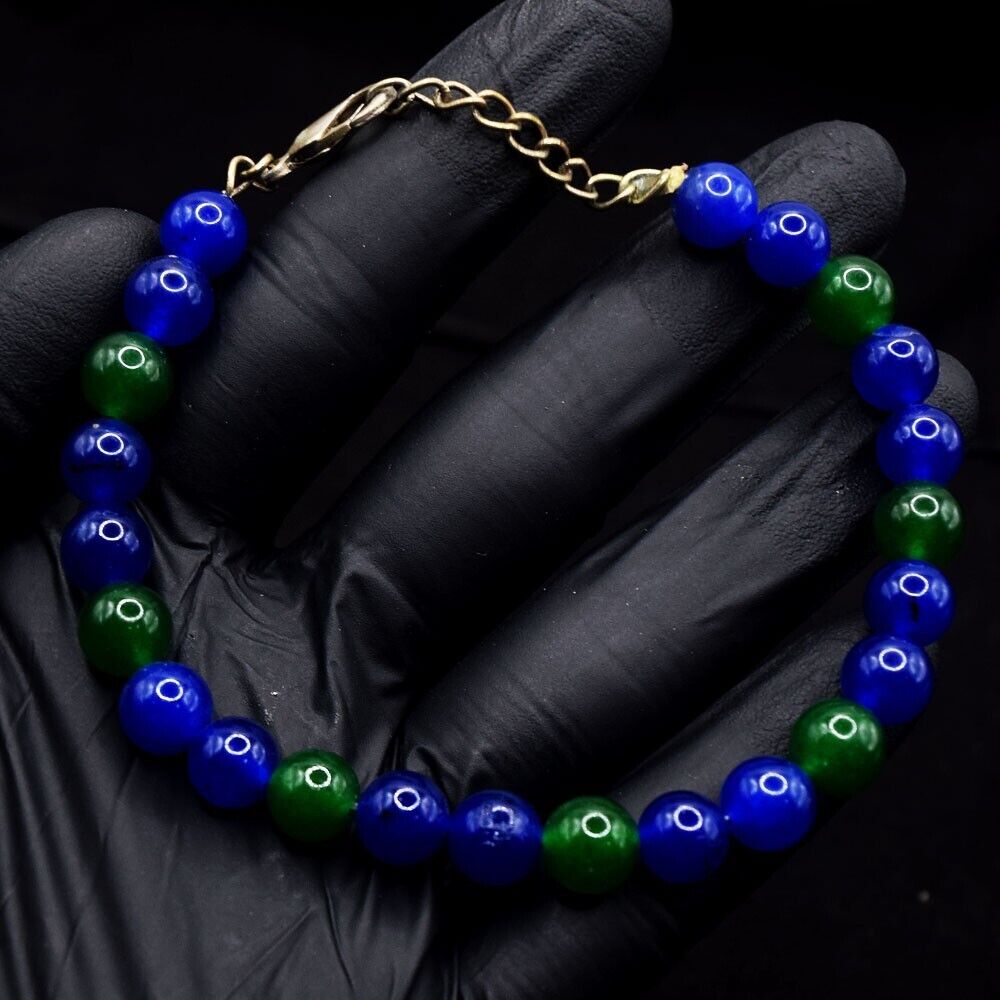 Blue &Green Onyx 88.00 Cts Round Shape Beaded Excellent Best Blue &Green Onyx 88.00 Cts Round Shape Beaded Excellent Best