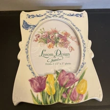 Lissom Design Ceramic Frame  6.5" Tall. Floral design. 