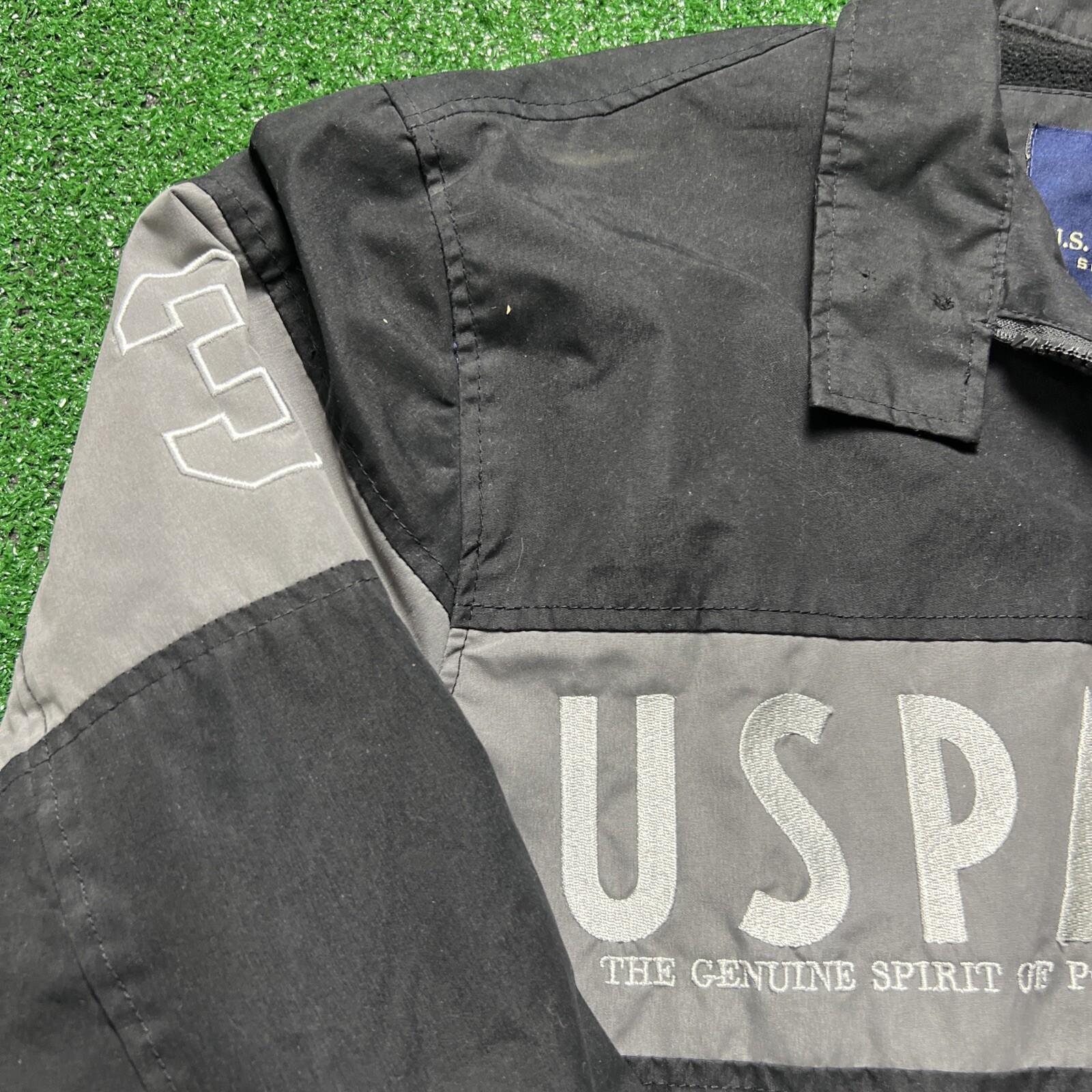 Rare US Polo Assn. USPA 1890 Black Bomber Jacket Black Gray Size Medium image 4