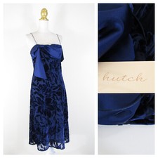Hutch Anthropologie Navy Blue Andina Bow Front Midi Dress Size L 12 14 $278
