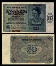 Reichsbanknote, 20 Billionen Mark, Zwanzig Billionen Mark, 1924, Reproduktion