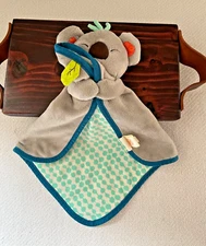 Koala Bear My B Toys Lovey Plush Security Blanket Grey Aqua Dots Sewn Eyes