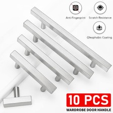 10PCS Brushed Nickel Kitchen Cabinet Pulls Stainless Steel Drawer Handles Square