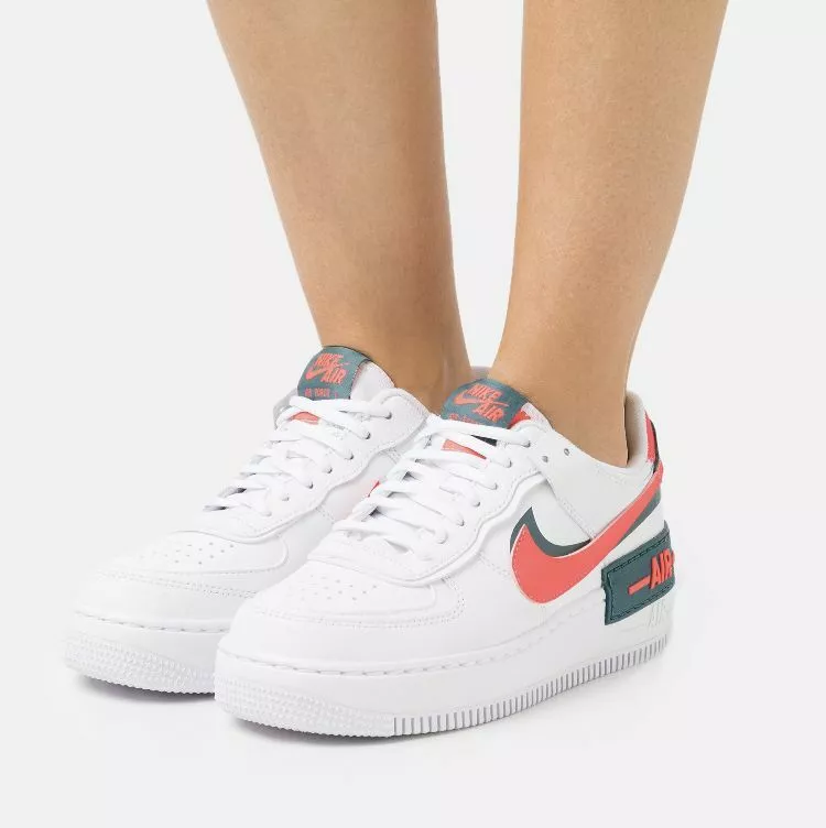 Nike Air Force 1 Shadow Sneakers in White and Red