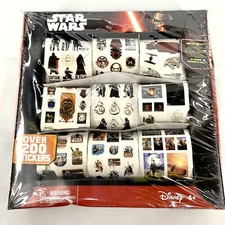 Vtg Star Wars 9 Roll Sticker Box Set 200 Stickers 2015 Force Awakens, Bent Box