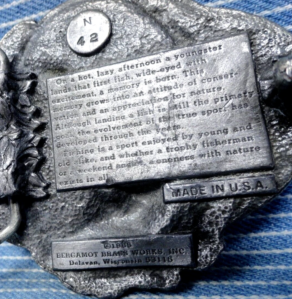 Northern Pike Musky Belt Buckle Fisherman Sportsman Vtg 80s Bergamot .TYC845 - Image 4 of 4