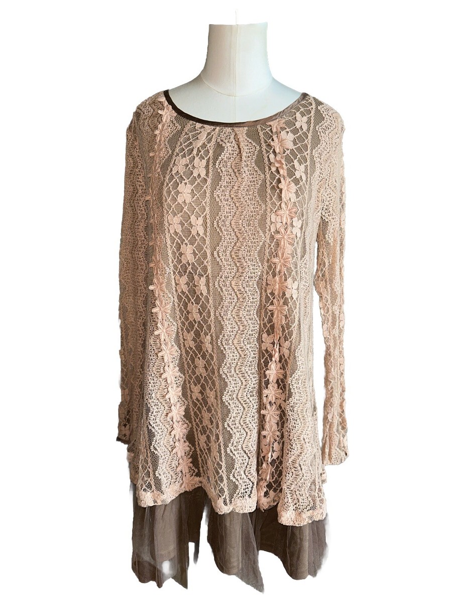 Altar'd State Womens Cream Lace Tan Tulle Hem Bow Back Lines Dress Medium | eBay Altar'd State Womens Cream Lace Tan Tulle Hem Bow Back Lines Dress Medium | eBay