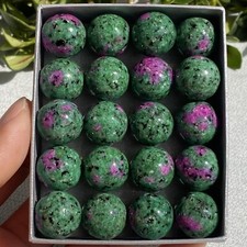 20 piezas Venta al por mayor Bola Zoisita Natural Cuarzo Cristal 15mm + Esfera Reiki + Caja