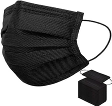 100 PCS Black 3-Ply Disposable Face Mask NonMedical Surgical Earloop 