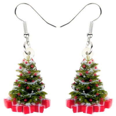 Acrylic Christmas Tree Gifts Earrings Drop Dangle Party Jewelry For