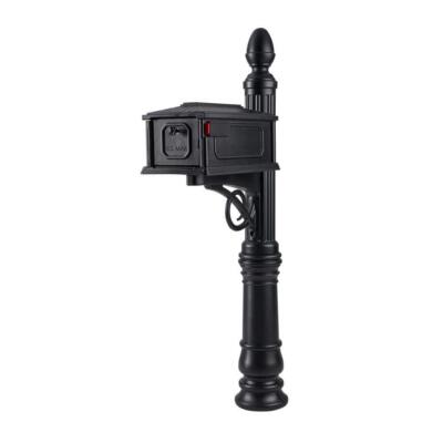 Mailbox Post Combo Stratford Black Medium Plastic All-In-One Mounting Hardware