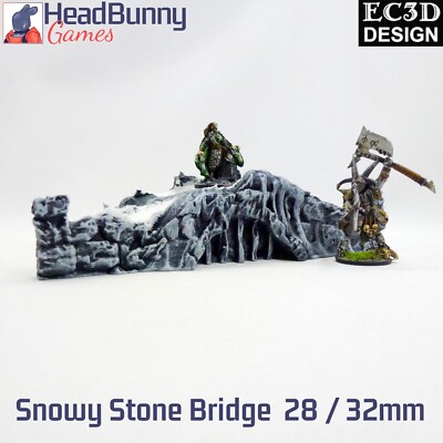 28mm - 32mm Snowy Stone Bridge UNBEMALT Wargames Frostgrave Scatter Terrain
