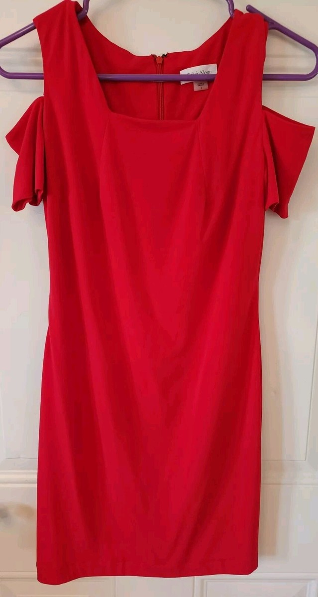 calvin klein red off the shoulder dress Calvin Klein Women's Petite Off-The-Shoulder Velvet Sheath Dress