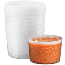64 oz Plastic Containers with Lids - (Pack of 6) Food Storage Half Gallon Round