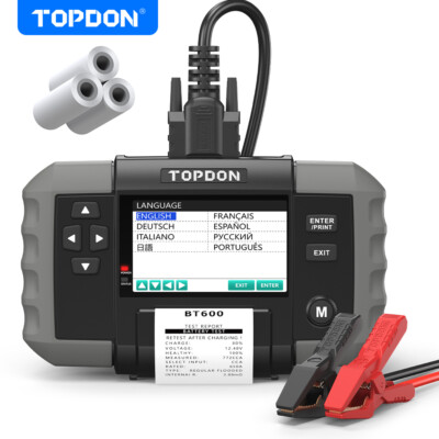 Topdon Bt600 Testeur Testeur Batterie TOPDON BT600 - Analyseur 12V/24V Avec Imprimante écran 3,5" Analyseur Batterie 12V 24V TOPDON