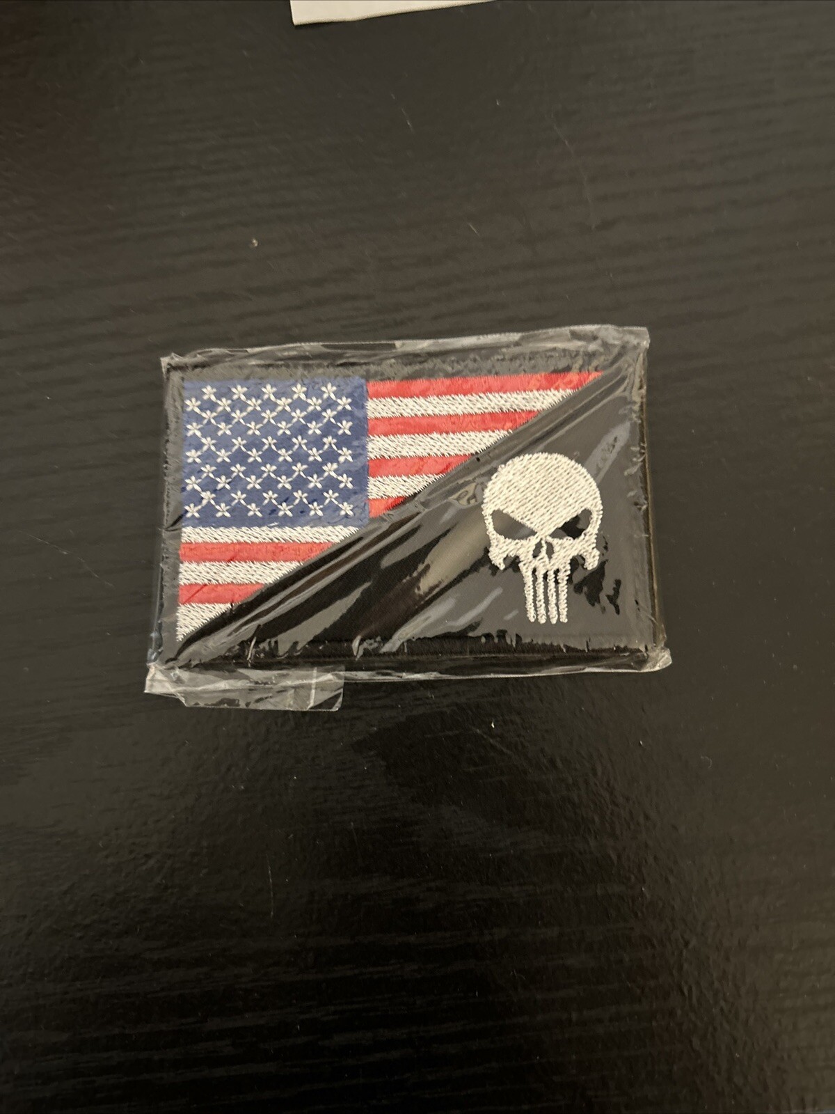 RWB Skull Flag Hook and Loop Morale Patch Army Navy USMC Air Force LEO ...