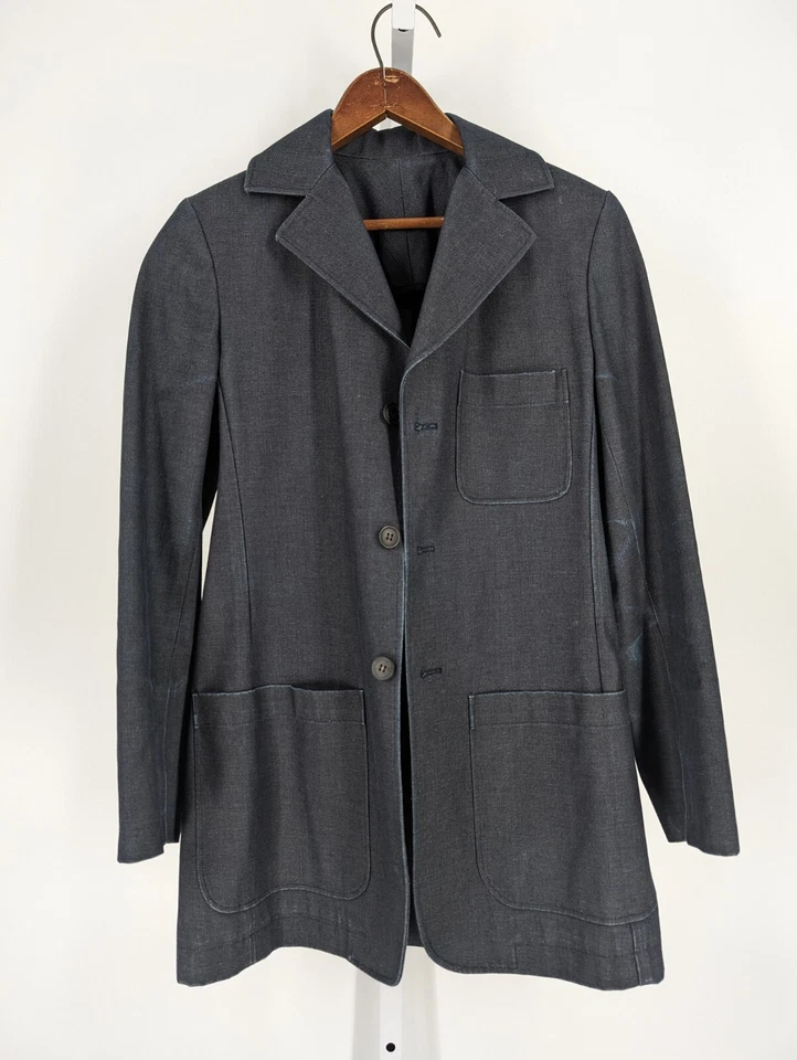 APC Indigo Denim Jean 3 Button Structured Blazer Archive Jacket France 36" XS - Image 3 of 4