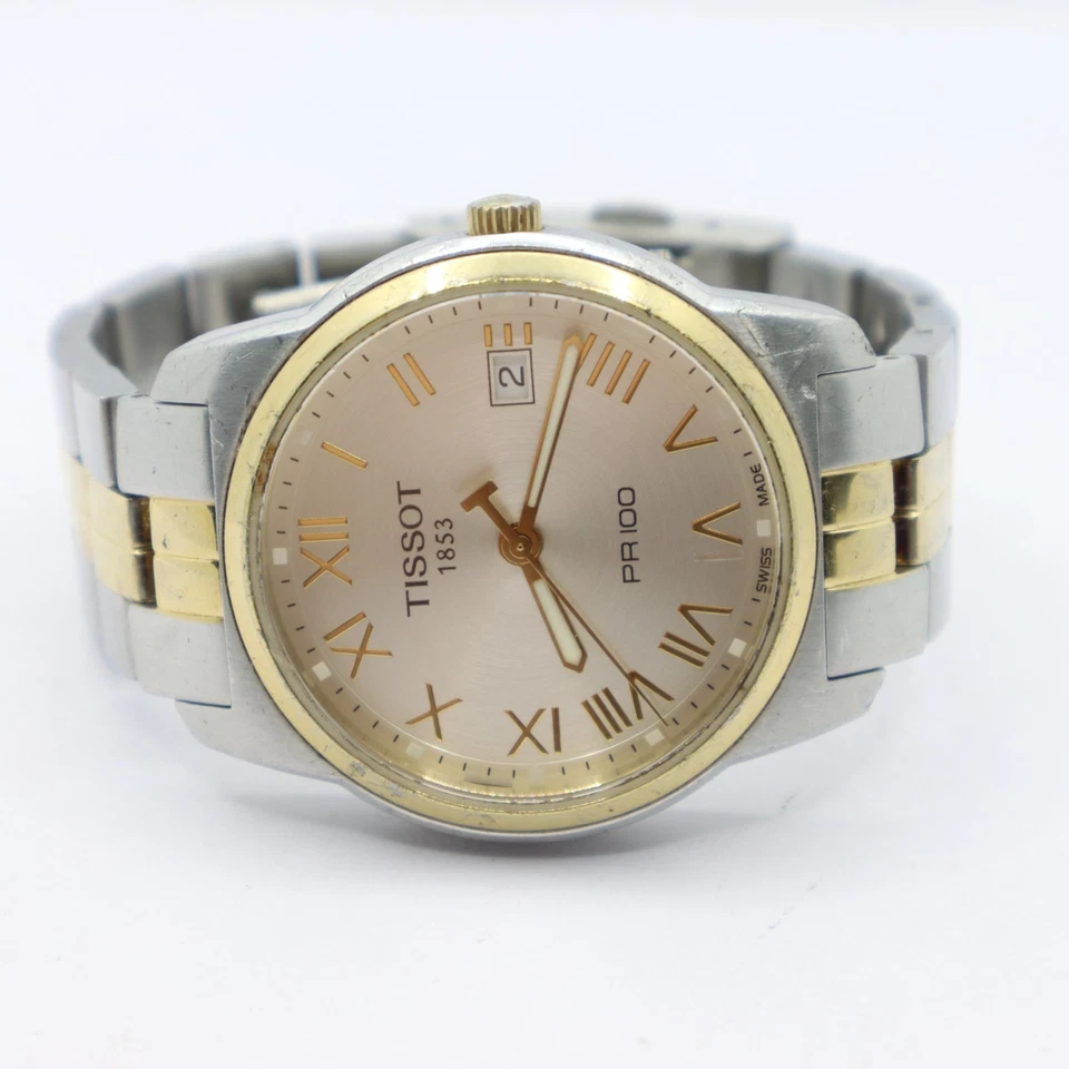 Tissot 1853 PR 100 Silver Dial Swiss Date Quartz ETA F06111 Two Tone Steel Watch - image 2 of 4