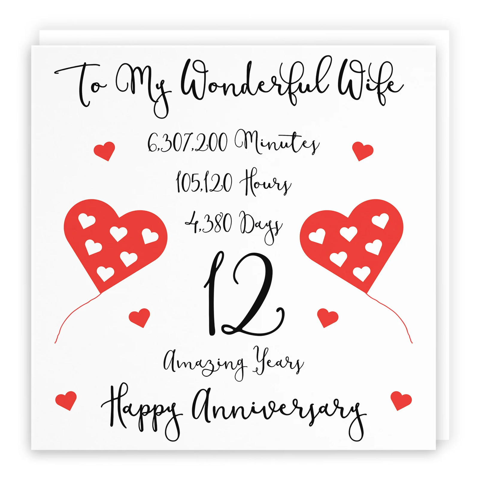 12th Wife Anniversary Card Timeless