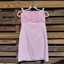 Lilly Pulitzer Seersucker Strapless Dress Womens sz 8 preppy beach vacation pink