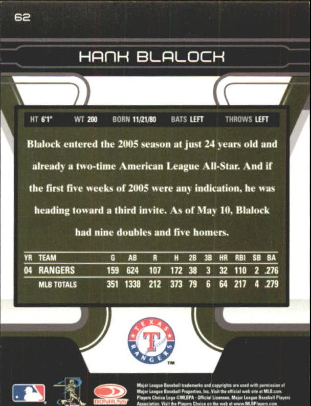 2005 Zenith Museum Collection #62 Hank Blalock - BB - Image 2 of 2