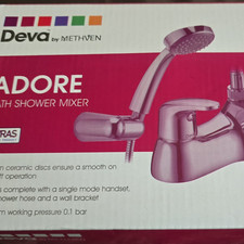 Deva Adore Chrome Wall Mounted Bath Shower Mixer Tap, Lever, WRAS, Handset Hose