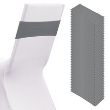 50 Pcs Spandex Chair Sashes Bows with Slider Buckle, Dark Gray