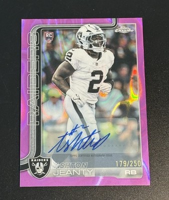 Ashton Jeanty 2025 Topps Chrome Rookie Auto Pink Refractor /250 #RA-AJ Raiders