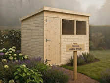 Wooden Pent Garden Shed - Heavy Duty 16mm Thick - Pinelap Outdoor Hut