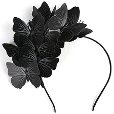  Butterfly Fascinator Hats Monarch Butterfly Headband Crown Tea Party D-black