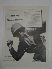 Magazine Ad* - 1942 - AT&T / Bell System - World War II - soldier with grenade
