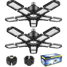 2-Pack Led Garage Light 180W 36000LM Garage Lights Ceiling LED W/ E26/E27 Medium