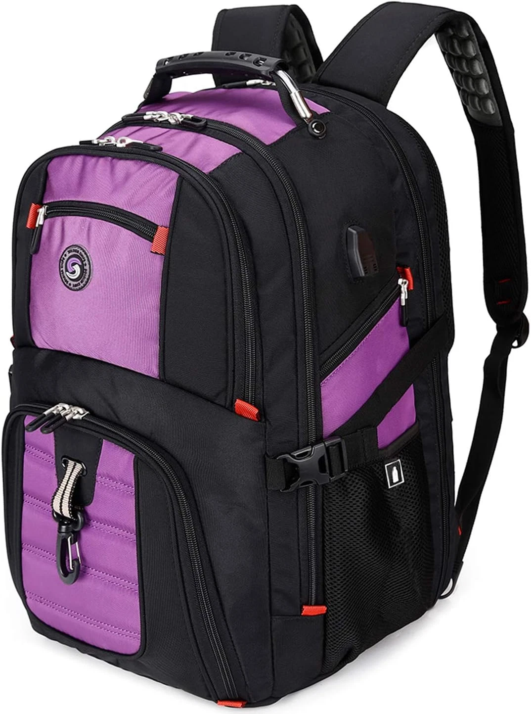 50L Travel Laptop Backpack 17 Inch Computer Bag Combination Lock Purple