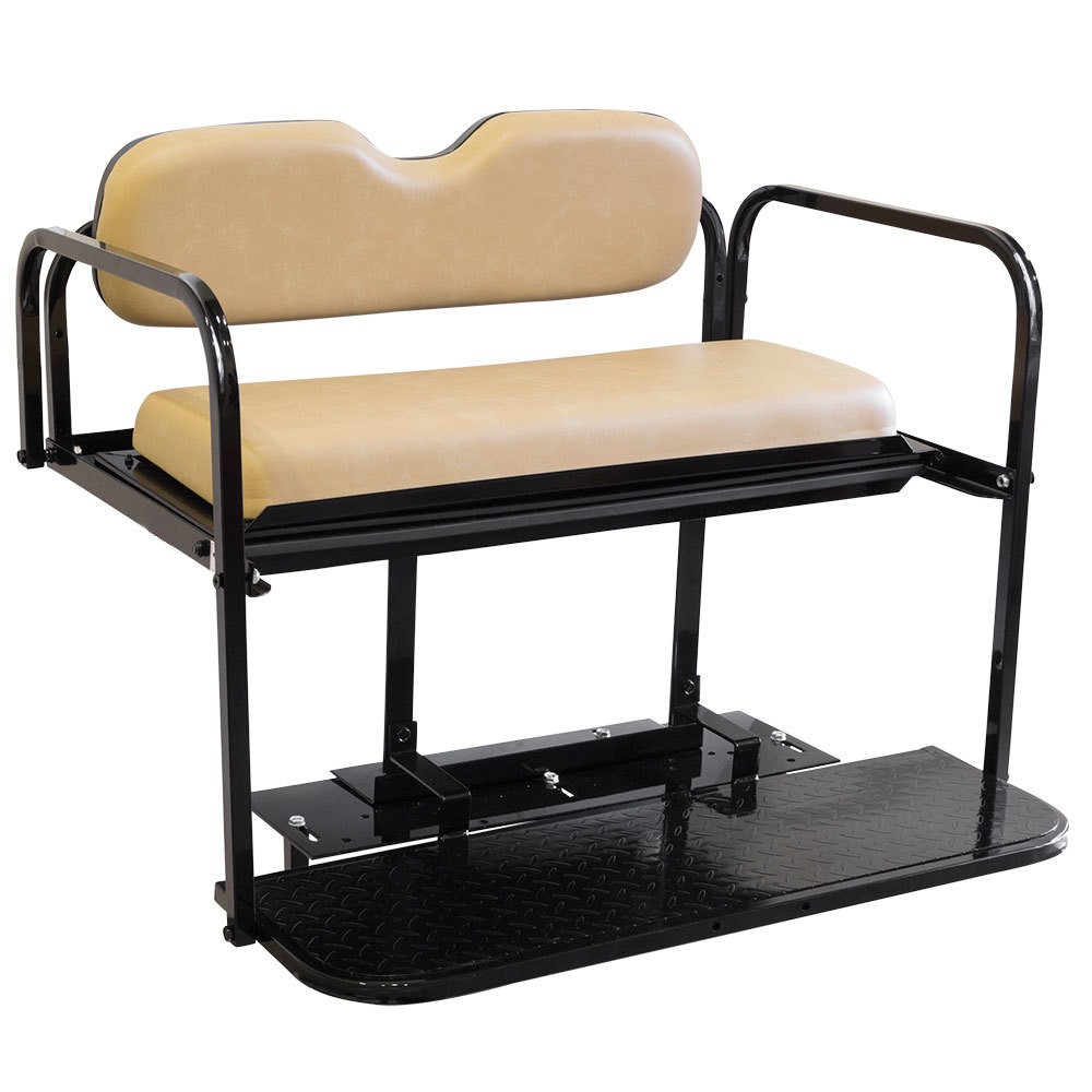 Cart Flip Folding Rear Back Seat Kit With Tan Cushions