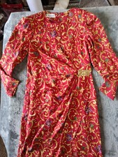 Vintage Woman Adrianna Papell Red Party Dress 100% Silk Size 14