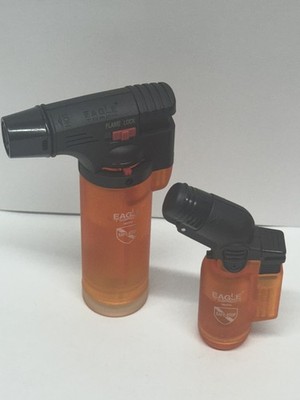 2 Pack BLACK  Eagle Butane Torch Lighter Gun Large Small Windproof Refillable 