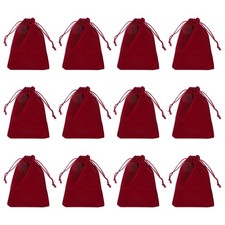 12Pcs Velvet Gift Bags 4" x 5" Velvet Drawstring Jewelry Pouches Burgundy